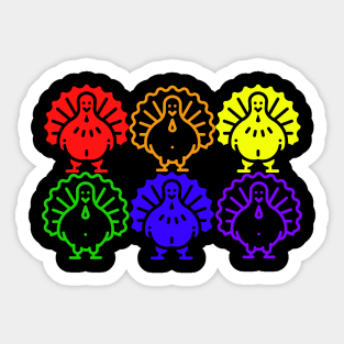 Cute Funny Rainbow Gay Pride Turkeys Thanksgiving Holiday Sticker